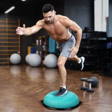 Балансувальна півсфера Gymtek Flex Core Half Ball 58см з еспандерами + насос блакитний