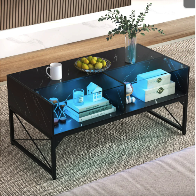 Журнальный стол Costway Moderne с подсветкой черный