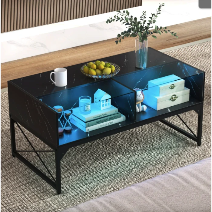 Журнальний стіл Costway Moderne з підсвіткою чорний