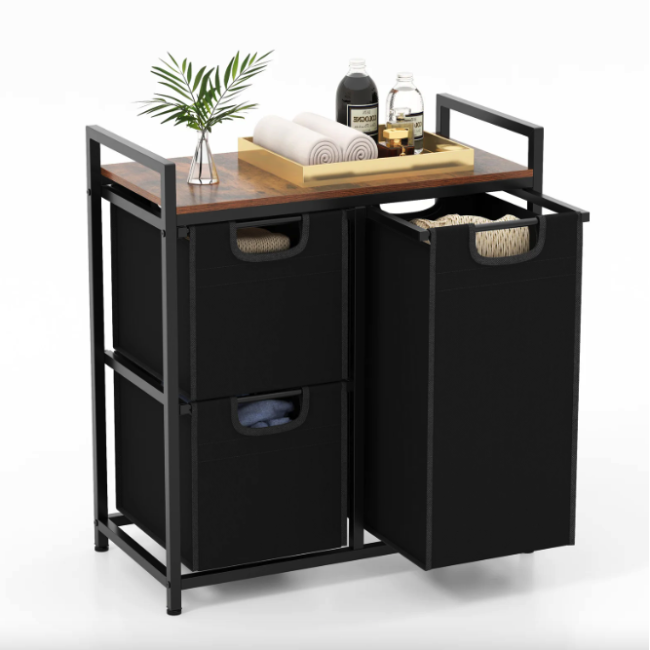 Корзина для белья Costway Nordi 58 л в стиле Loft черный