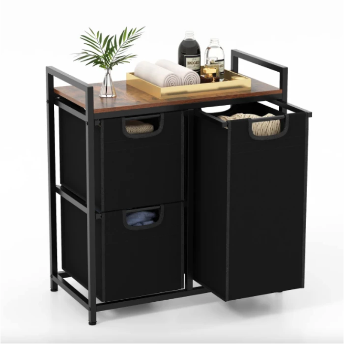 Корзина для белья Costway Nordi 58 л в стиле Loft черный