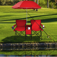 Комплект раскладных стульев Costway Parma с зонтиком красный