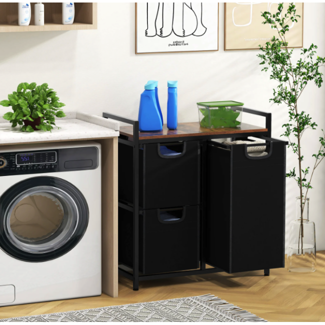 Корзина для белья Costway Nordi 58 л в стиле Loft черный