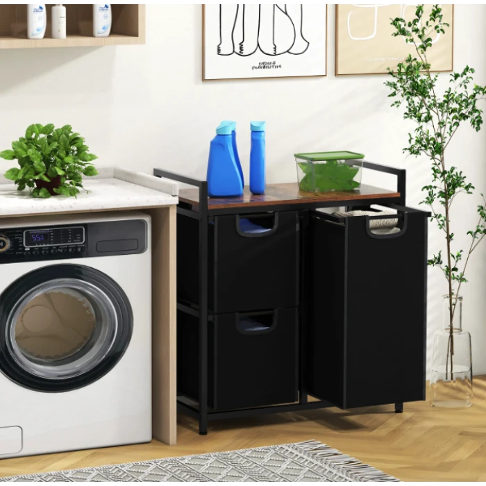 Корзина для белья Costway Nordi 58 л в стиле Loft черный