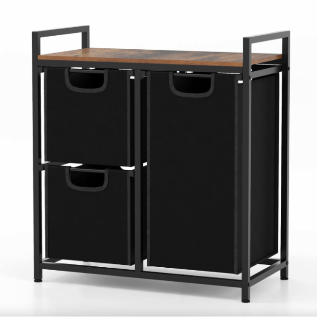 Корзина для белья Costway Nordi 58 л в стиле Loft черный