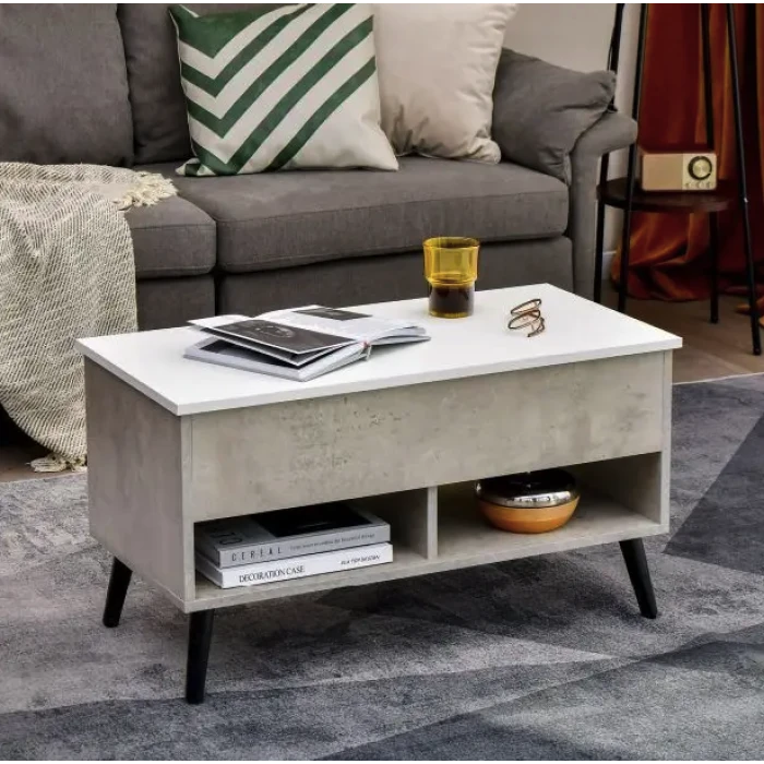 Стіл трансформер Costway Lagom в стилі Loft сірий