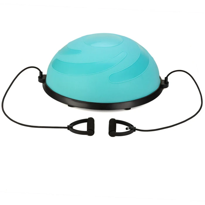 Балансувальна півсфера Gymtek Flex Core Half Ball 58см з еспандерами + насос блакитний