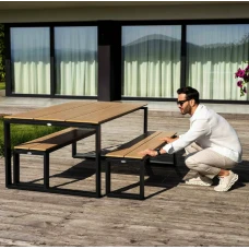 Набор садовой мебели Di Volio Trento стол + 2 скамейки бежевый