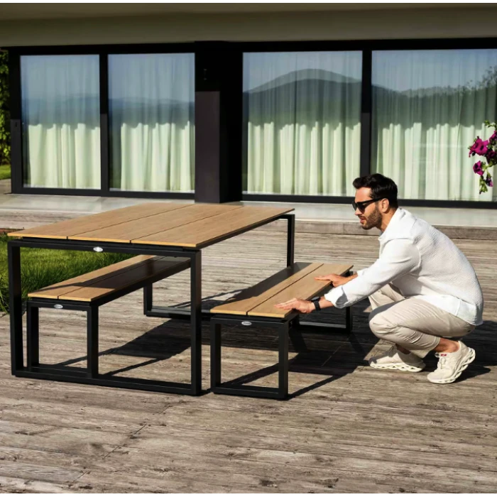 Набір садових меблів Di Volio Trento стіл + 2 лавки бежевий