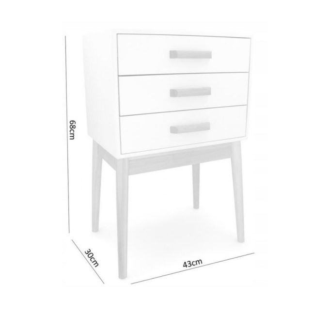 Тумба прикроватная Chomik AVESTA на три ящика в скандинавском стиле