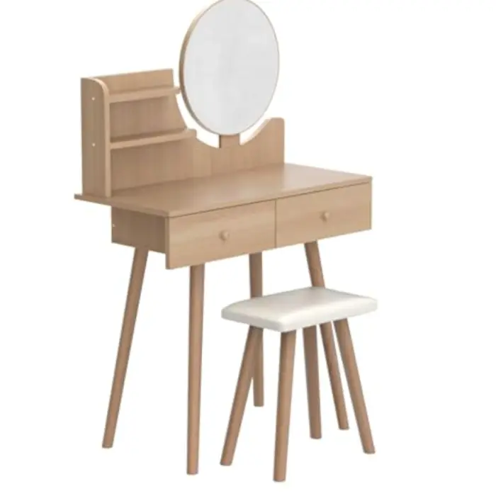 Туалетний столик Chomik WENDY з дзеркалом + табурет бежевий
