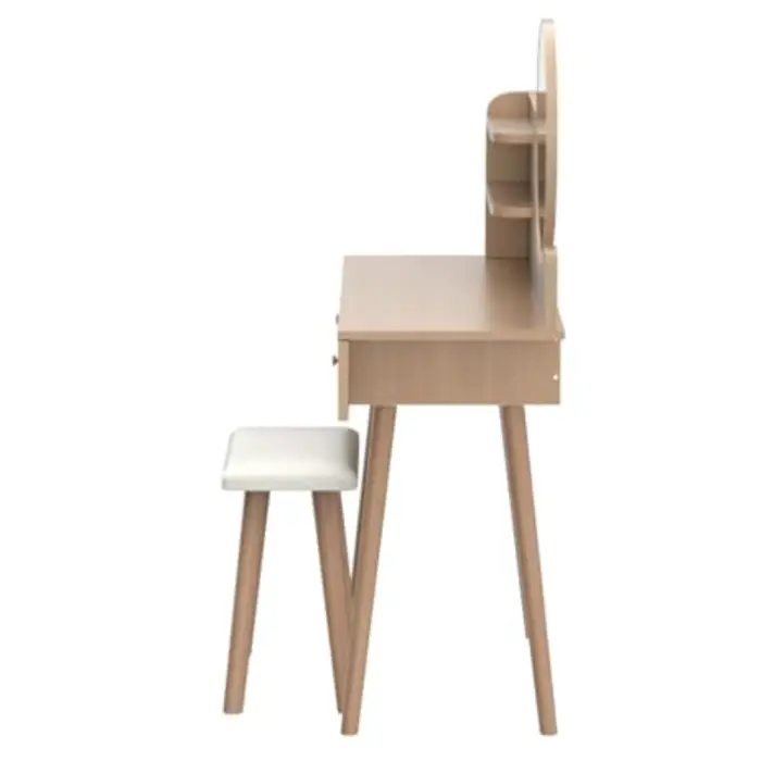 Туалетний столик Chomik WENDY з дзеркалом + табурет бежевий