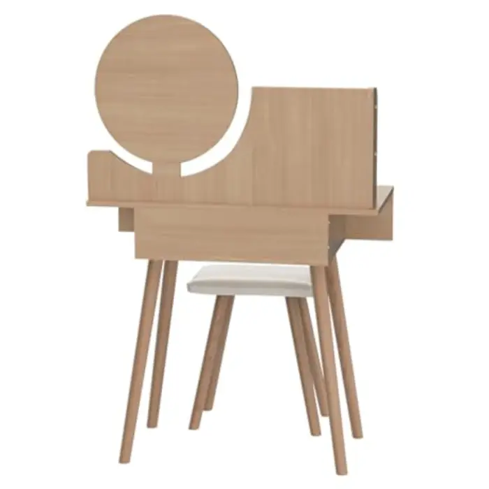 Туалетний столик Chomik WENDY з дзеркалом + табурет бежевий
