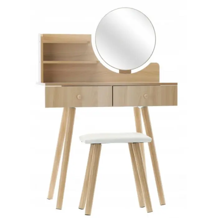 Туалетний столик Chomik WENDY з дзеркалом + табурет бежевий