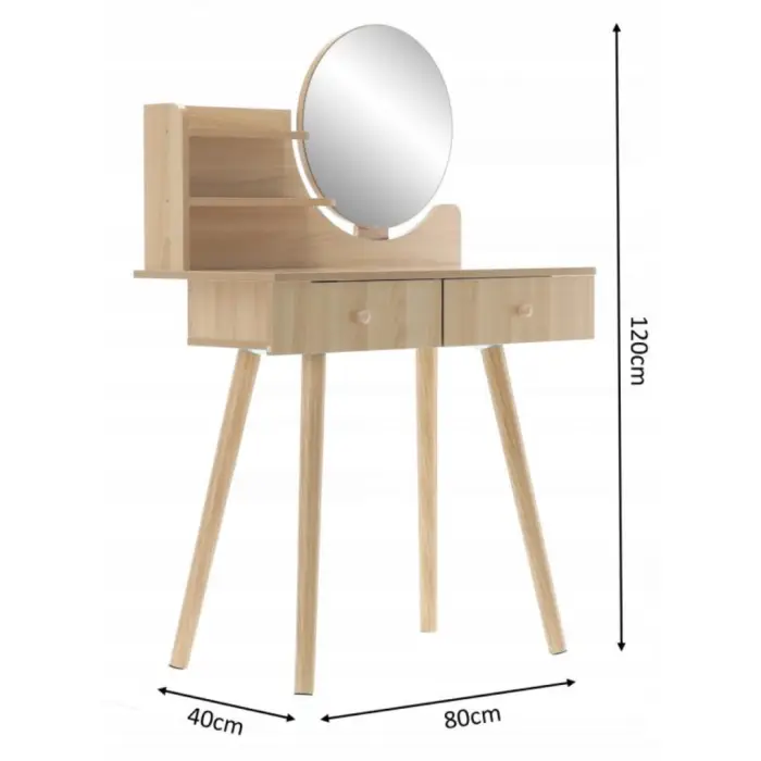 Туалетний столик Chomik WENDY з дзеркалом + табурет бежевий