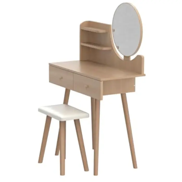 Туалетний столик Chomik WENDY з дзеркалом + табурет бежевий