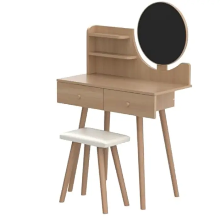 Туалетний столик Chomik WENDY з дзеркалом + табурет бежевий