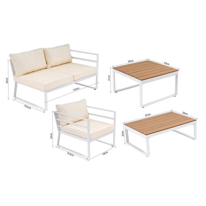 Набір садових меблів Di Volio Avola - Білий/Сірий