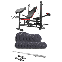 Набір Elitum Titan 68кг з лавою HS-1075 Pro, штангою та гантелями