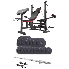 Набір Elitum Titan 68кг з лавою HS-1075 Pro, штангою та гантелями