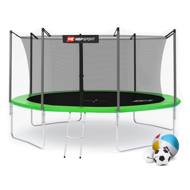 Батут Hop-Sport 14ft (427см) зелений із внутрішньою сіткою