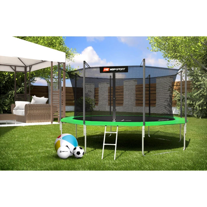 Батут Hop-Sport 14ft (427см) зелений із внутрішньою сіткою