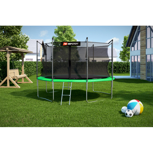 Батут Hop-Sport 12ft (366см) зелений із внутрішньою сіткою