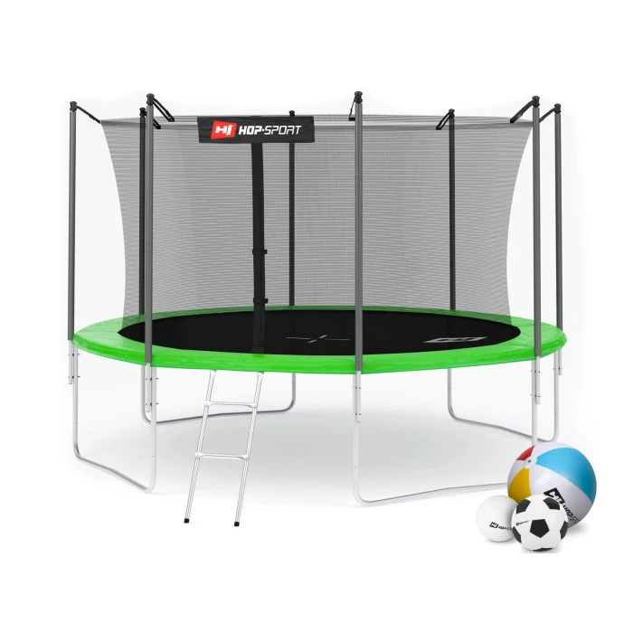 Батут Hop-Sport 12ft (366см) зеленый с внутренней сеткой