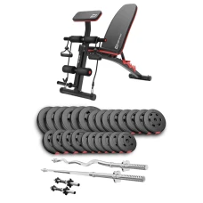 Набір Hop-Sport Premium 135кг з лавою HS-1035, штангами та гантелями