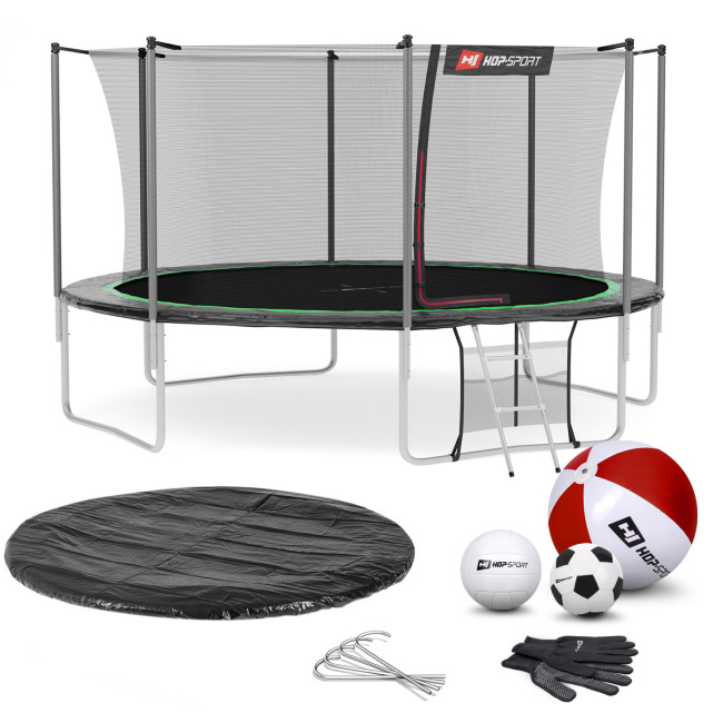 Батут Hop-Sport 14ft (427см) чорно-зелений з внутрішньою сіткою