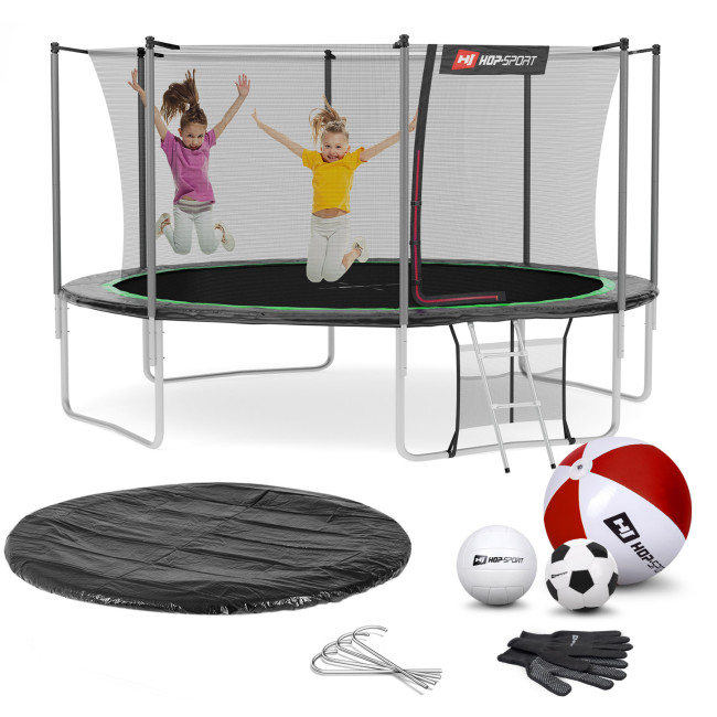 Батут Hop-Sport 14ft (427см) чорно-зелений з внутрішньою сіткою