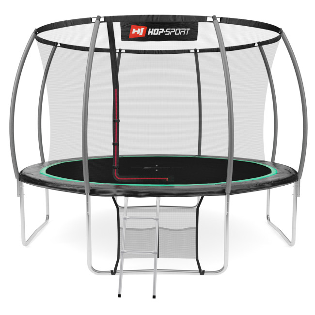 Батут Hop-Sport Premium 12ft (366см) чорно-зелений з внутрішньою сіткою