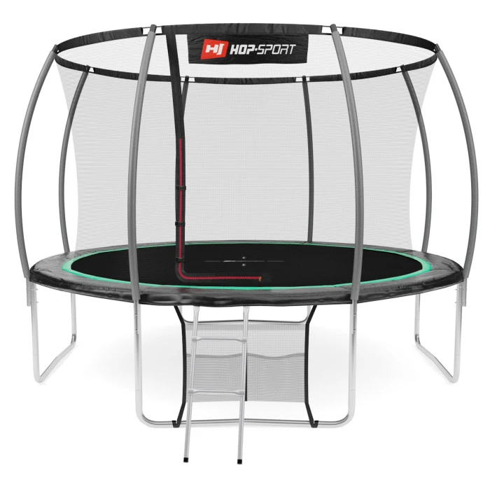 Батут Hop-Sport Premium 12ft (366см) чорно-зелений з внутрішньою сіткою