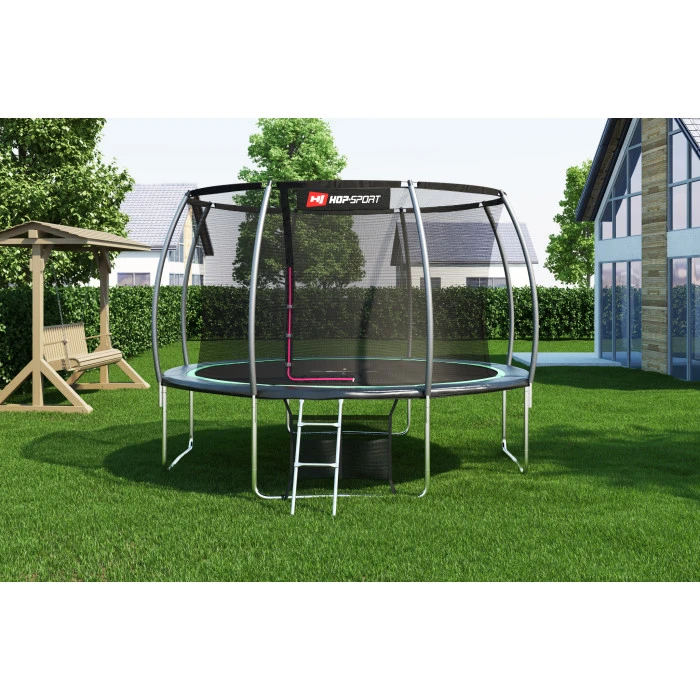 Батут Hop-Sport Premium 12ft (366см) чорно-зелений з внутрішньою сіткою