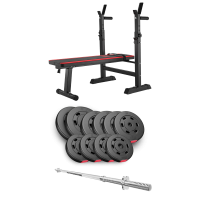 Набір Hop-Sport Premium 59кг з лавою HS-1080 та штангою
