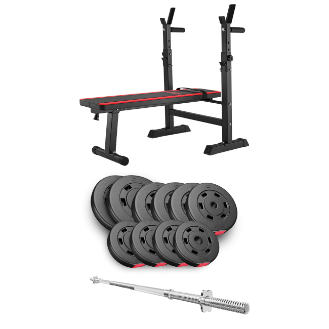 Набір Hop-Sport Premium 59кг з лавою HS-1080 та штангою