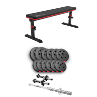 Набір Hop-Sport Premium 38кг з лавою HS-1025 Pro, штангою та гантелями