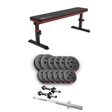 Набір Hop-Sport Premium 38кг з лавою HS-1025 Pro, штангою та гантелями
