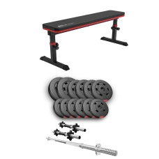 Набір Hop-Sport Premium 38кг з лавою HS-1025 Pro, штангою та гантелями