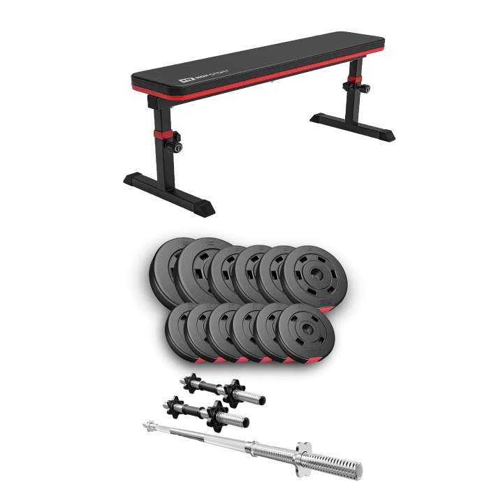 Набір Hop-Sport Premium 38кг з лавою HS-1025 Pro, штангою та гантелями