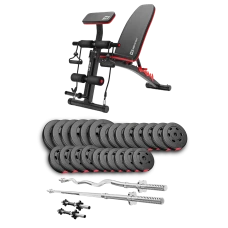 Набір Hop-Sport Premium 135кг з лавою HS-1035, штангами та гантелями