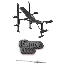 Набор Hop-Sport Premium 69кг со скамьей TX-055 и штангой