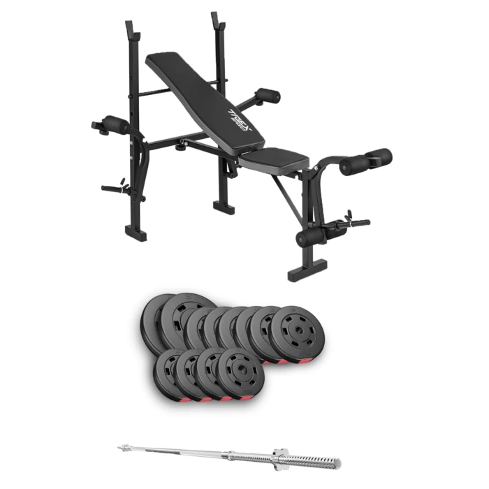 Набор Hop-Sport Premium 69кг со скамьей TX-055 и штангой