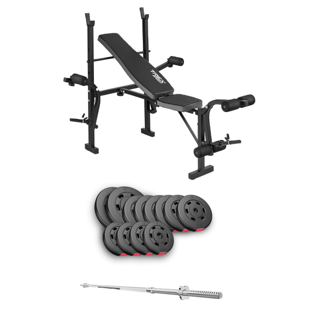 Набір Hop-Sport Premium 69кг з лавою TX-055 та штангою