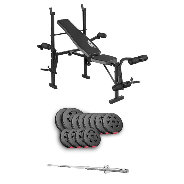 Набор Hop-Sport Premium 69кг со скамьей TX-055 и штангой