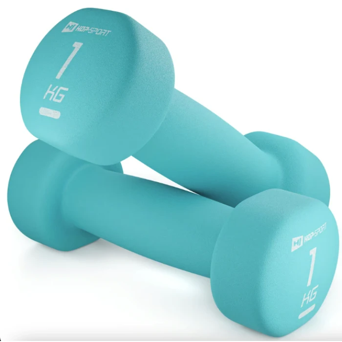 Гантели для фитнеса неопреновые круглые Hop-Sport HS-V010DR 2x1кг бирюзовый
