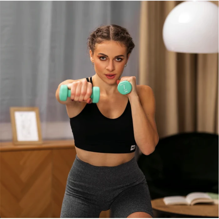 Гантели для фитнеса неопреновые круглые Hop-Sport HS-V010DR 2x1кг бирюзовый