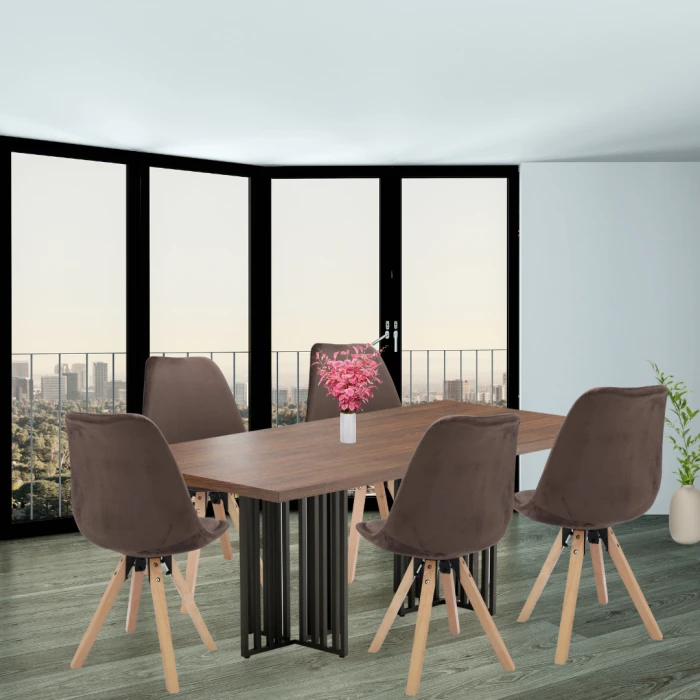 Стілець Saida Jumi у скандинавському стилі з дерев'яними ніжками коричневий