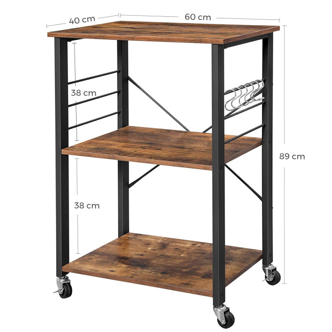 Стеллаж Leobert Dash в стиле Loft с колесиками коричневый