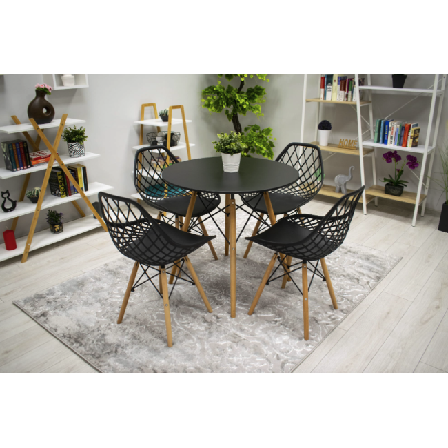 Стілець Leobert Sakai з дерев'яними ніжками ажурна спинка чорний